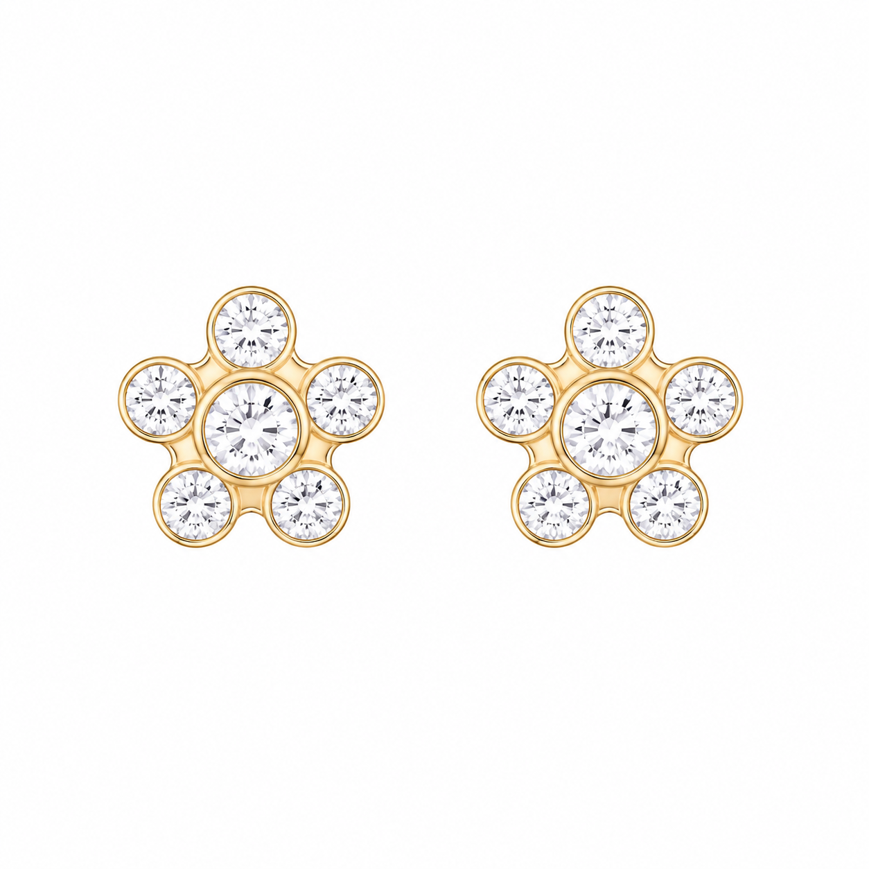 Daisy April Crystal 24K Pure Gold Plated Ear Studs | MADE IN USA | Ideal for everyday wear