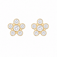 Daisy April Crystal 24K Pure Gold Plated Ear Studs | MADE IN USA | Ideal for everyday wear