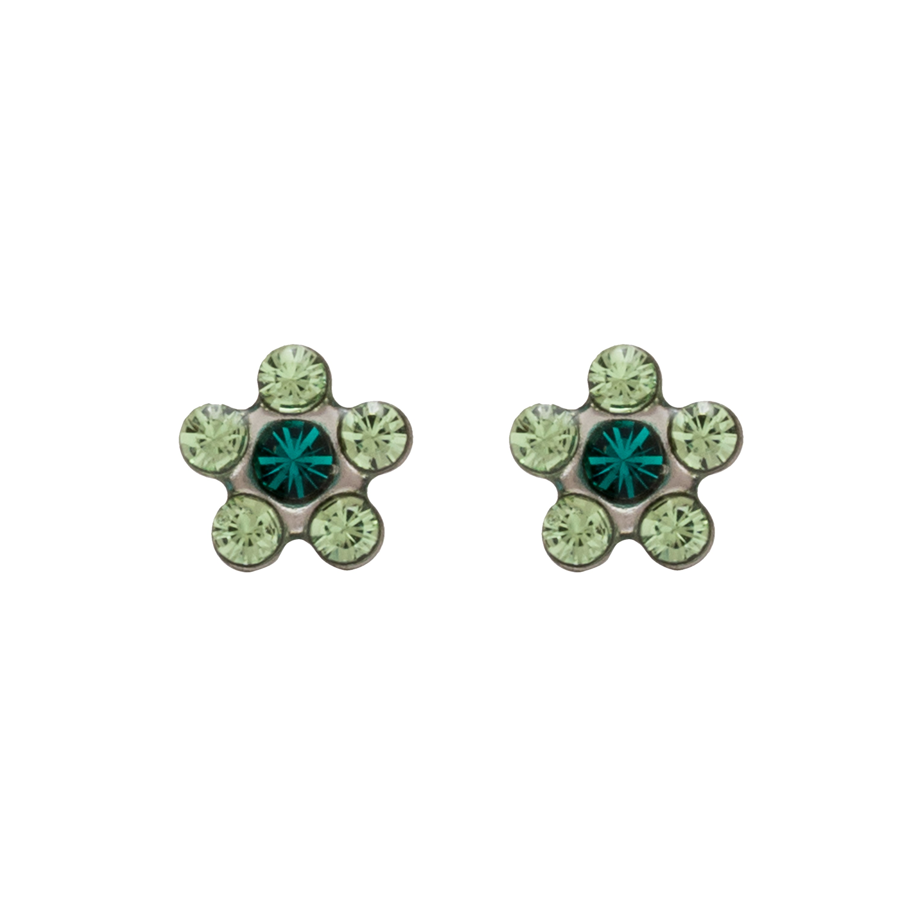 Daisy Aug Peridot & May Emerald Allergy Free Stainless Steel Ear Studs | MADE IN USA | Ideal for everyday wear