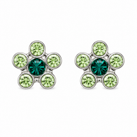 Daisy Aug Peridot & May Emerald Allergy Free Stainless Steel Ear Studs | MADE IN USA | Ideal for everyday wear