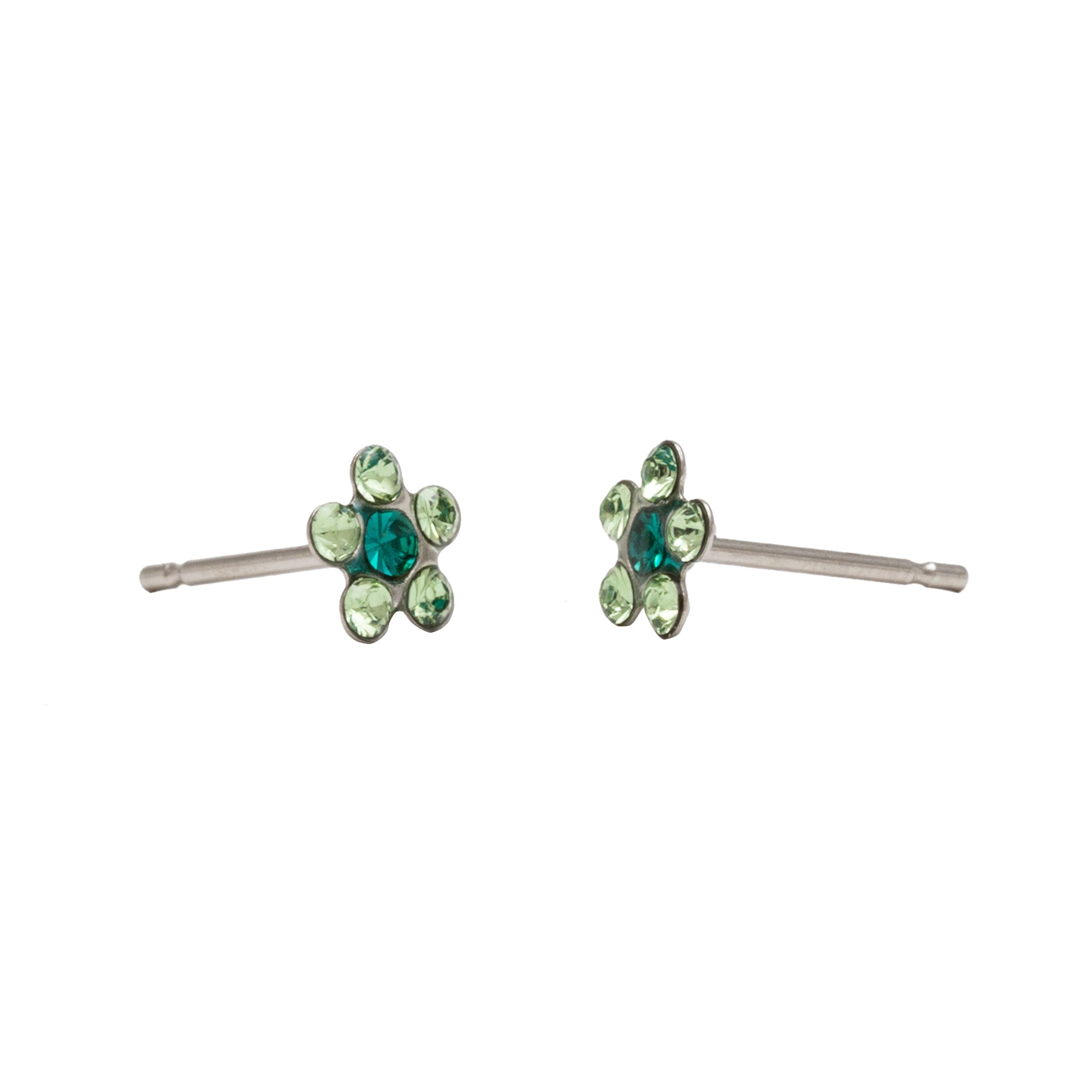Daisy Aug Peridot & May Emerald Allergy Free Stainless Steel Ear Studs | MADE IN USA | Ideal for everyday wear