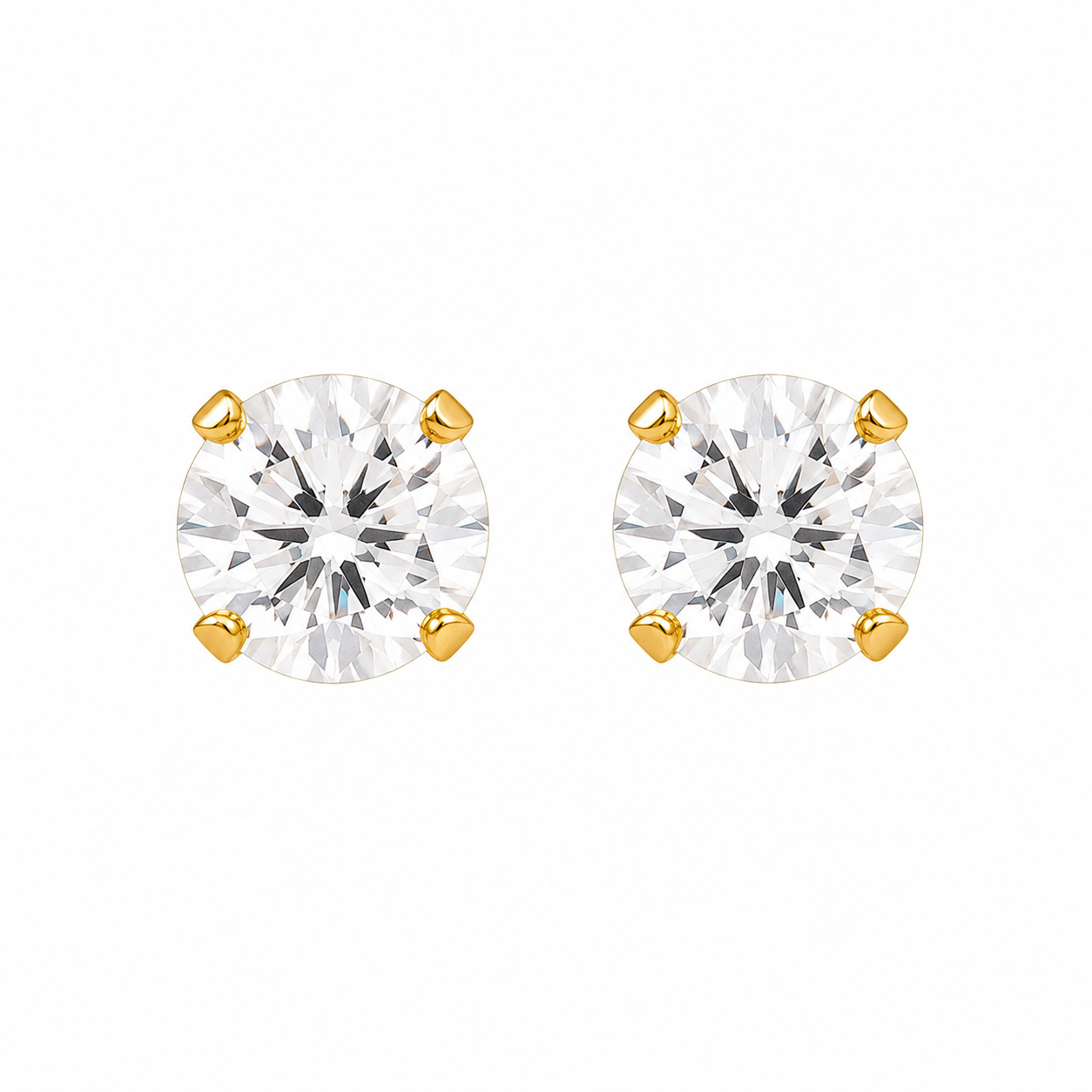 6MM Cubic Zirconia 24K Pure Gold Plated Ear Studs | MADE IN USA | Ideal for everyday wear