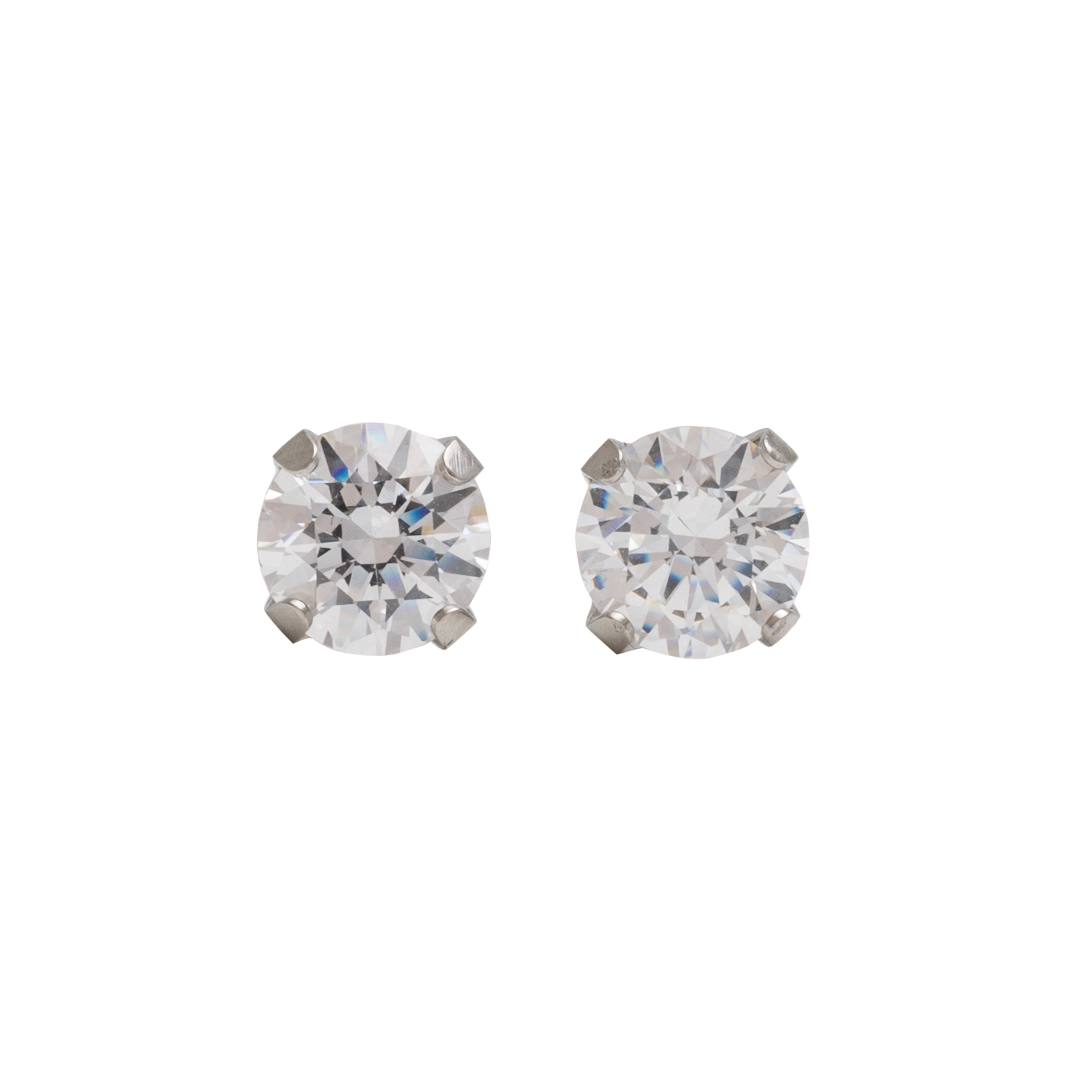 6MM Cubic Zirconia Allergy Free Stainless Steel Ear Studs | MADE IN USA | Ideal for everyday wear