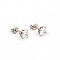 6MM Cubic Zirconia Allergy Free Stainless Steel Ear Studs | MADE IN USA | Ideal for everyday wear