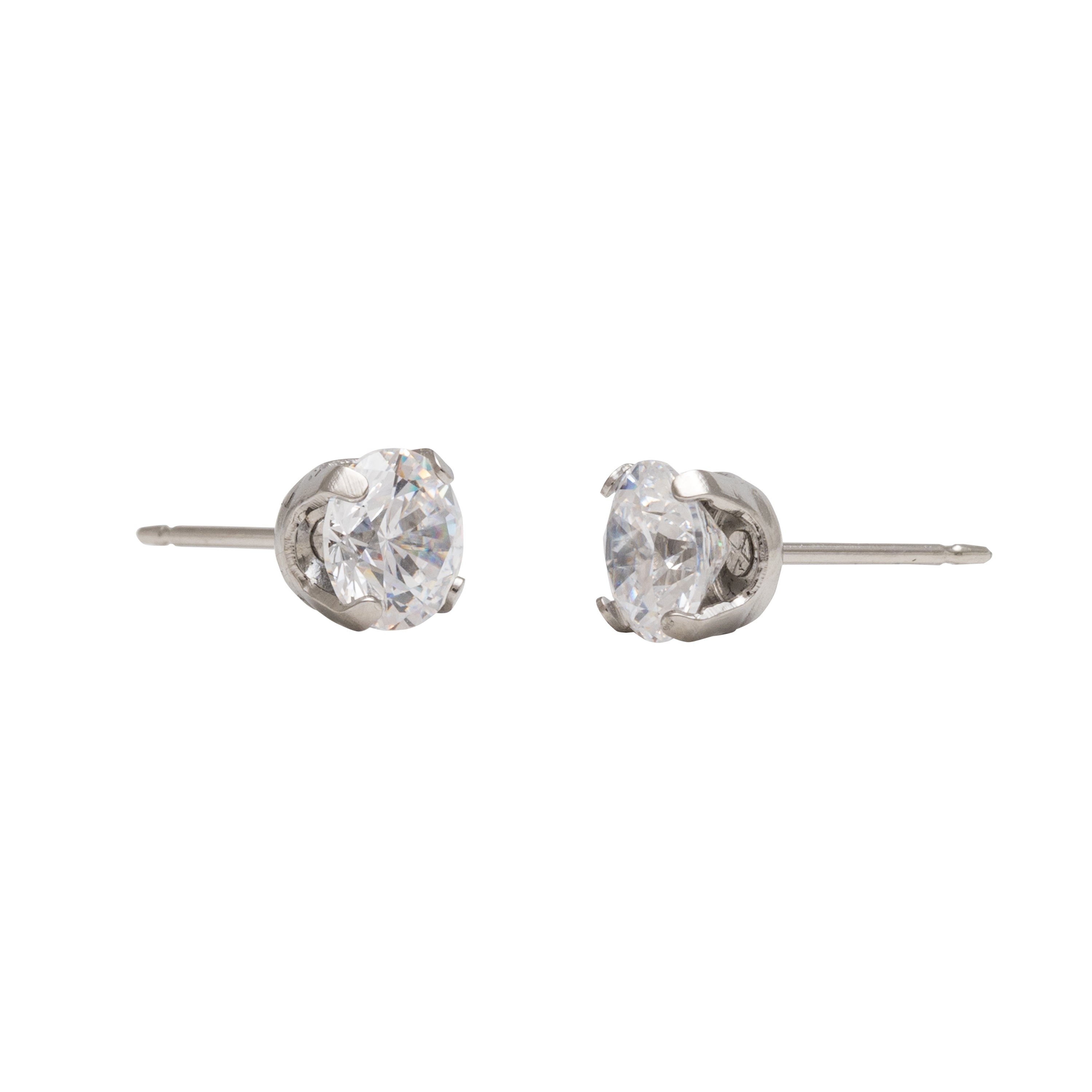 6MM Cubic Zirconia Allergy Free Stainless Steel Ear Studs | MADE IN USA | Ideal for everyday wear