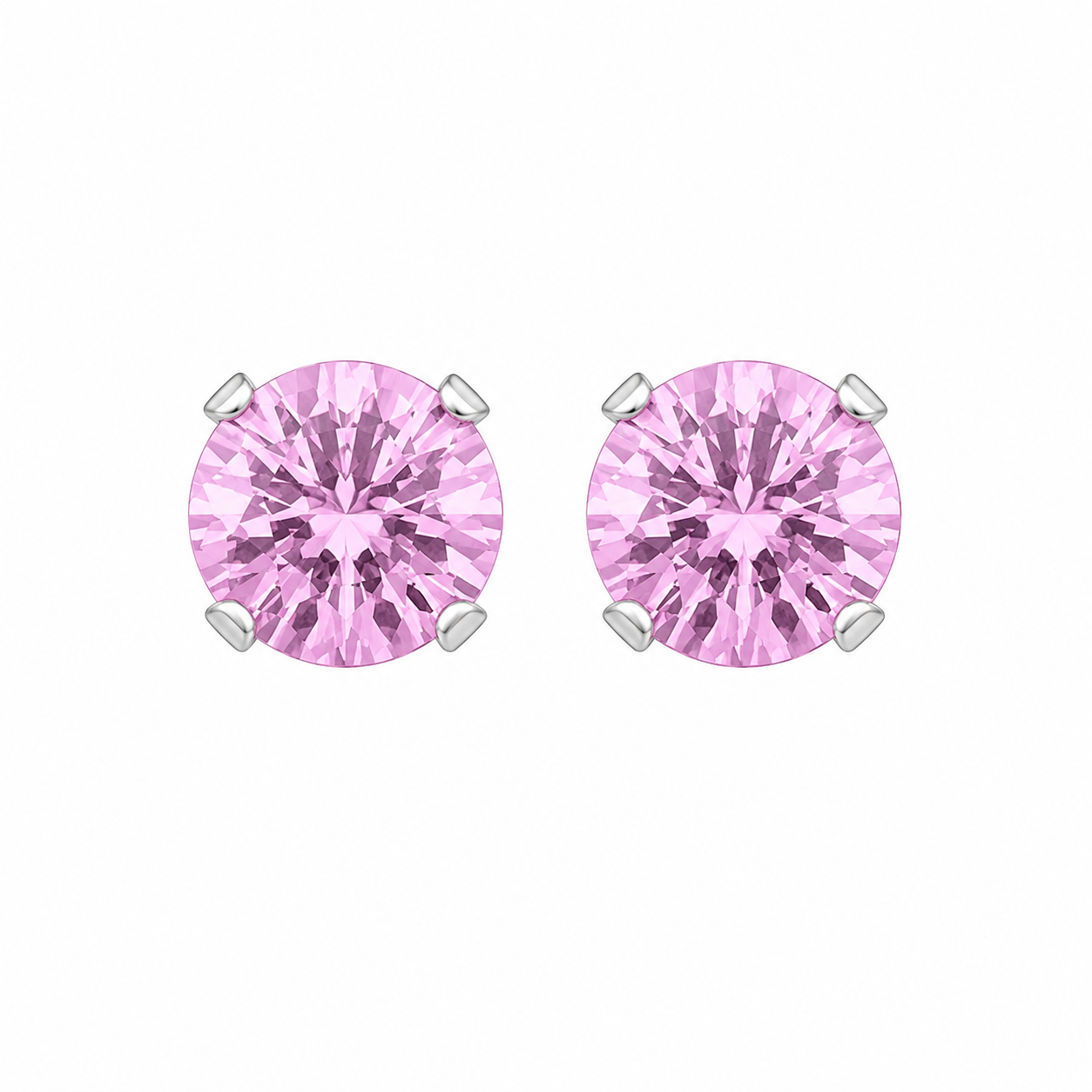 6MM Cubic Zirconia Pink Allergy free Stainless Steel Ear Studs | MADE IN USA | Ideal for everyday wear