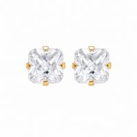 6X6MM Cubic Zirconia 24K Pure Gold Plated Ear Studs | MADE IN USA | Ideal for everyday wear