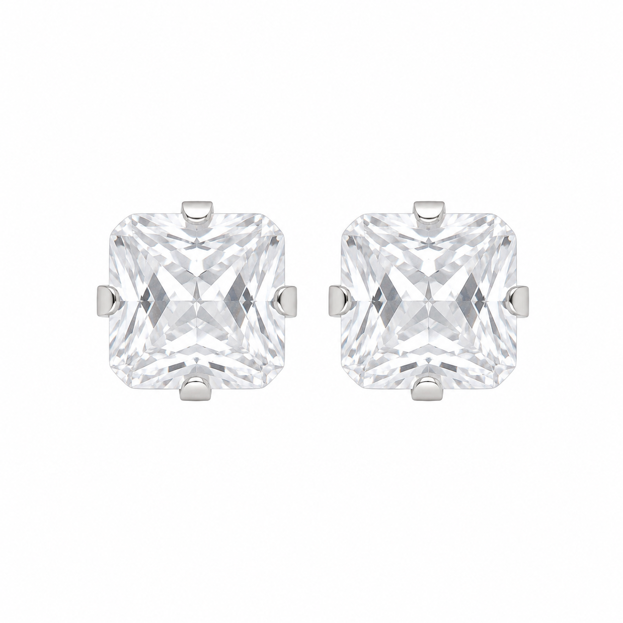 6X6MM Cubic Zirconia Allergy free Stainless Steel Ear Studs | MADE IN USA | Ideal for everyday wear