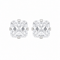 6X6MM Cubic Zirconia Allergy free Stainless Steel Ear Studs | MADE IN USA | Ideal for everyday wear