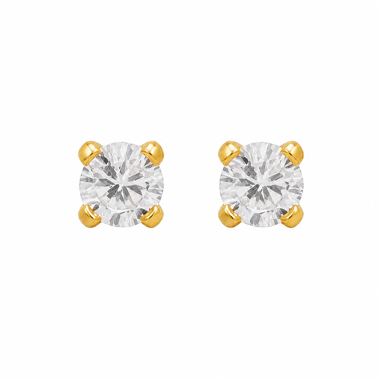 3MM Cubic Zirconia 24K Pure Gold Plated Ear Studs | MADE IN USA | Ideal for everyday wear