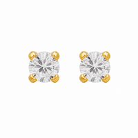 3MM Cubic Zirconia 24K Pure Gold Plated Ear Studs | MADE IN USA | Ideal for everyday wear