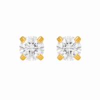 4MM Cubic Zirconia 24K Pure Gold Plated Ear Studs | MADE IN USA | Ideal for everyday wear
