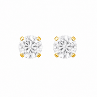 5MM Cubic Zirconia 24K Pure Gold Plated Ear Studs | MADE IN USA | Ideal for everyday wear