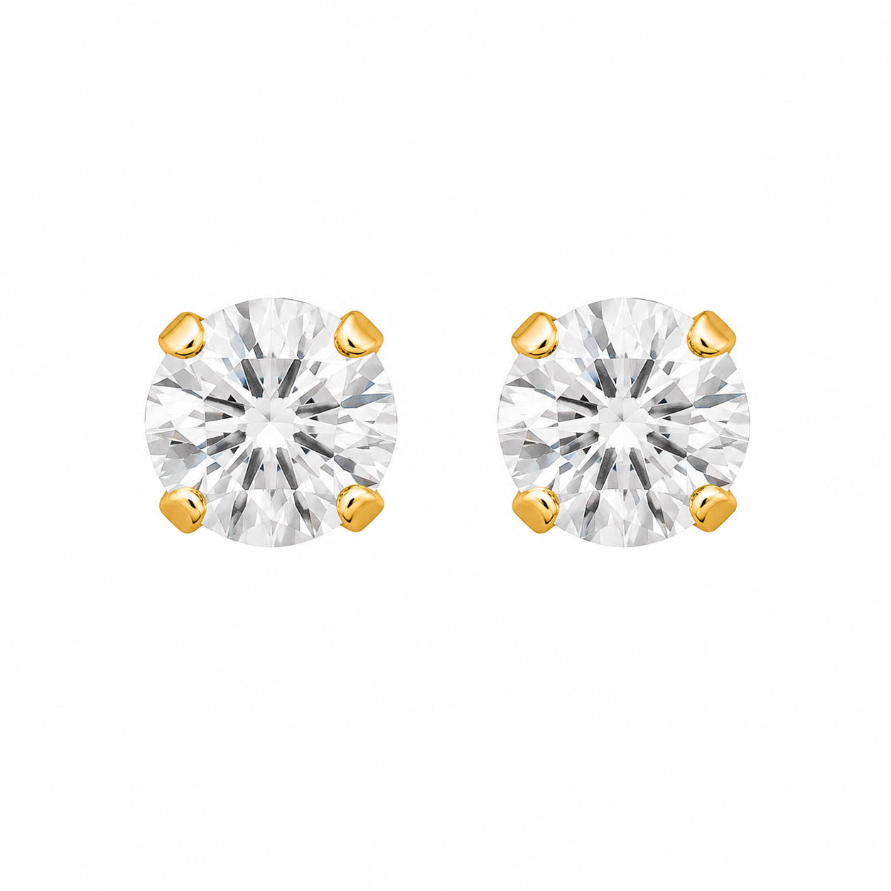 7MM Cubic Zirconia 24K Pure Gold Plated Ear Studs | MADE IN USA | Ideal for everyday wear