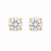 7MM Cubic Zirconia 24K Pure Gold Plated Ear Studs | MADE IN USA | Ideal for everyday wear