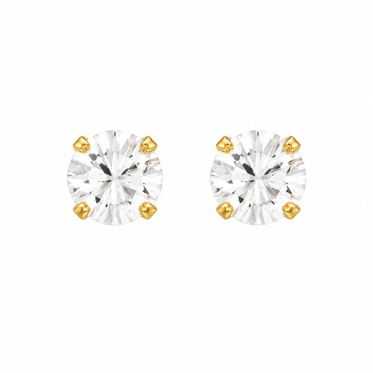 5MM Apr Crystal 24K Pure Gold Plated Ear Stud | MADE IN USA | Ideal for everyday wear