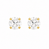 5MM Apr Crystal 24K Pure Gold Plated Ear Stud | MADE IN USA | Ideal for everyday wear