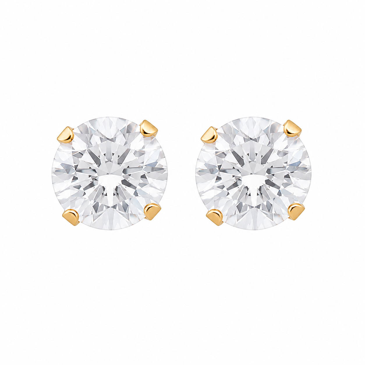 8MM Cubic Zirconia 24K Pure Gold Plated Ear Studs | MADE IN USA | Ideal for everyday wear