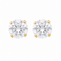 8MM Cubic Zirconia 24K Pure Gold Plated Ear Studs | MADE IN USA | Ideal for everyday wear