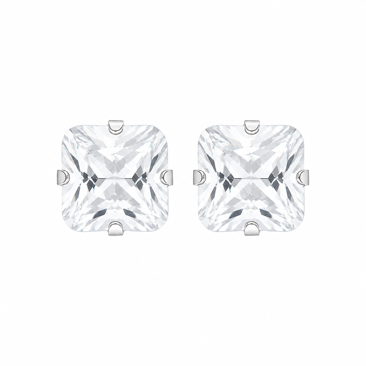 Studex Sensitive Stainless Steel 8X8MM Cubic Zirconia Princess Cut Ear Stud | MADE IN USA | Ideal for everyday wear