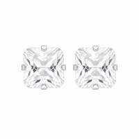 Studex Sensitive Stainless Steel 8X8MM Cubic Zirconia Princess Cut Ear Stud | MADE IN USA | Ideal for everyday wear