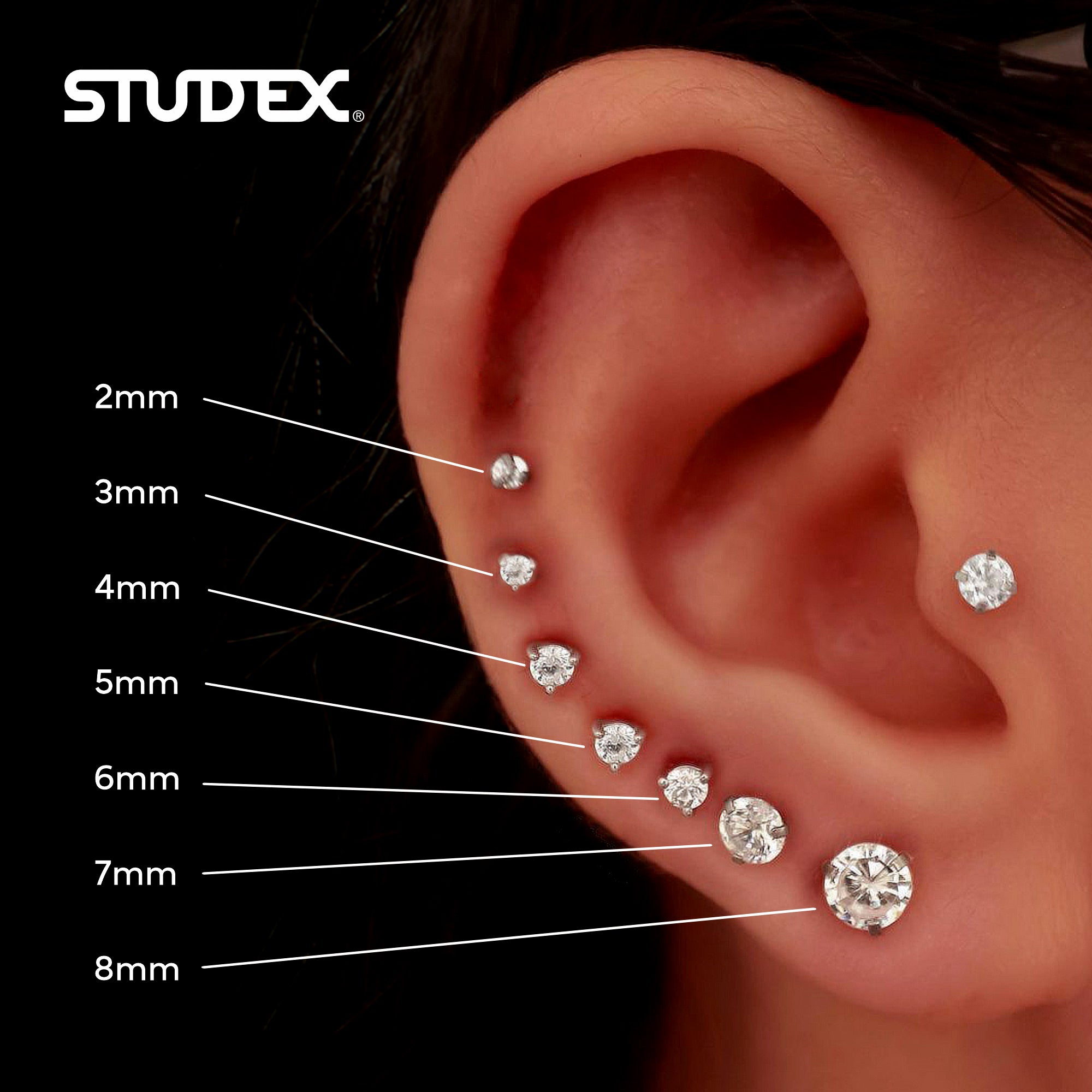 3MM Ball 18K Gold Piercing Ear Stud - Main Image