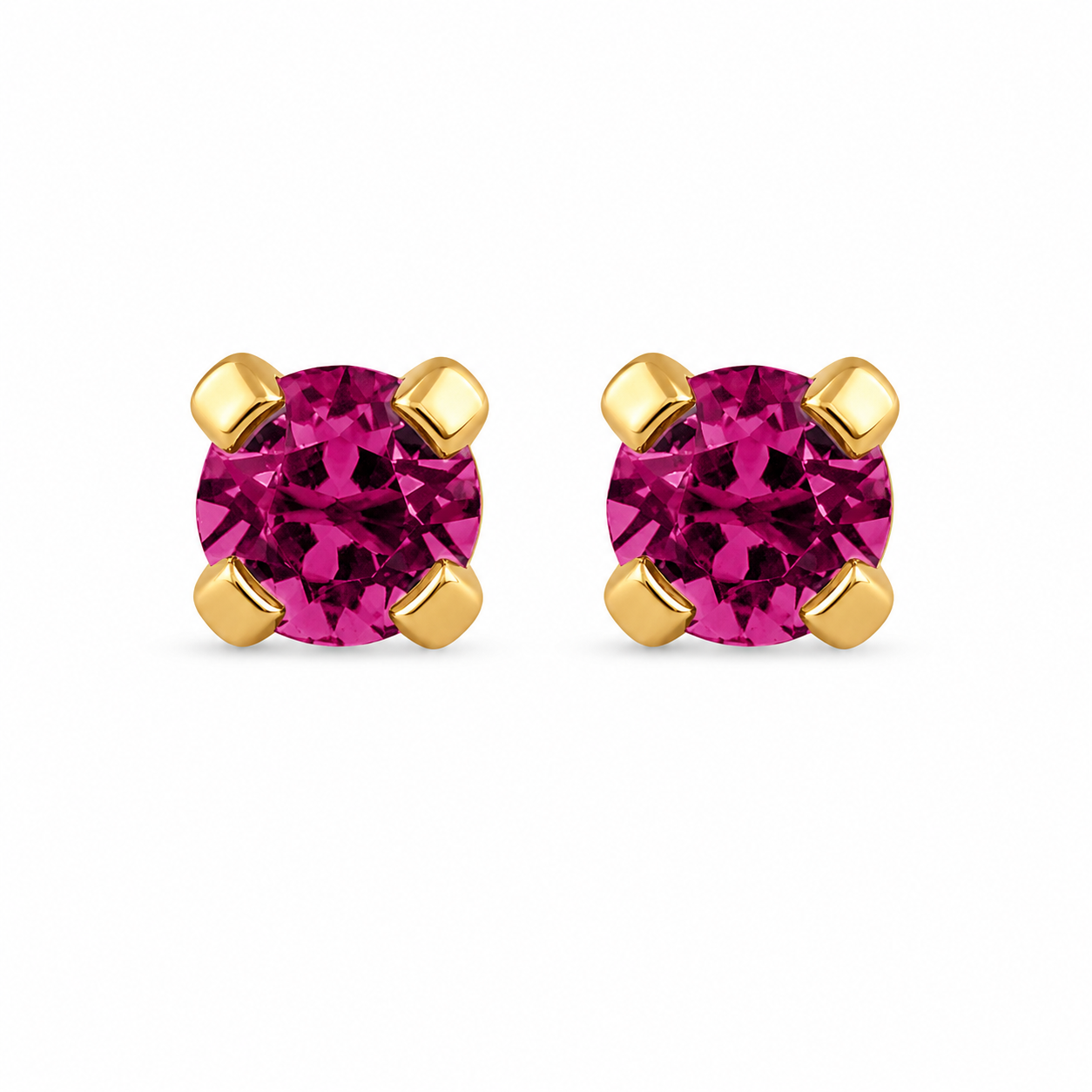 3MM Amethyst February Birthstone 24K Pure Gold Plated Ear Studs For Kids