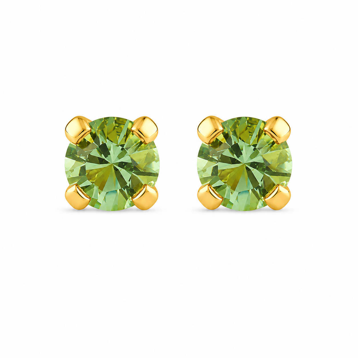 3MM August Peridot Birthstone 24K Pure Gold Plated Ear Studs For Kids