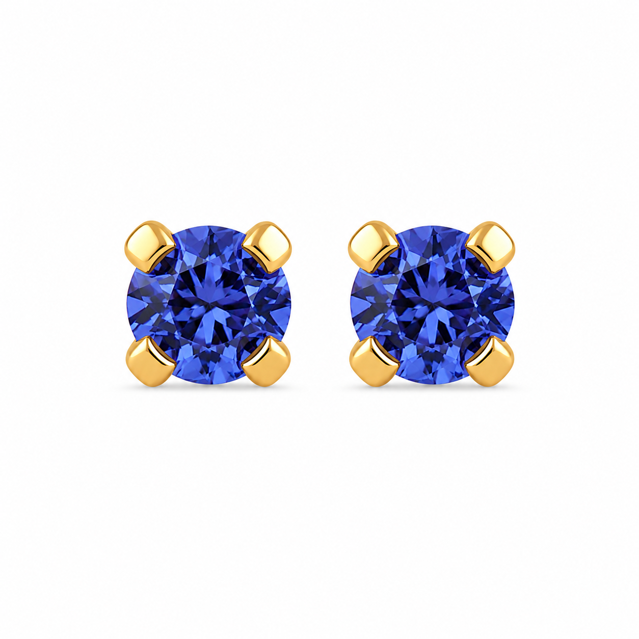 3MM September Sapphire Birthstone 24K Pure Gold Plated Ear Studs For Kids