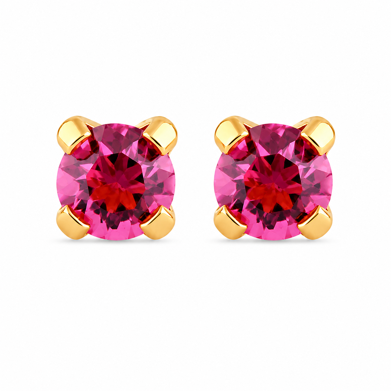 3MM October Rose Birthstone 24K Pure Gold Plated Ear Studs For Kids