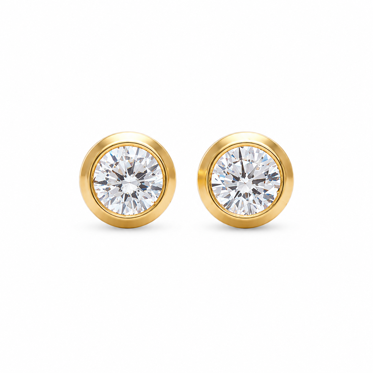 3MM Cubic Zirconia Bezel 24K Pure Gold Plated Ear Studs For Kids
