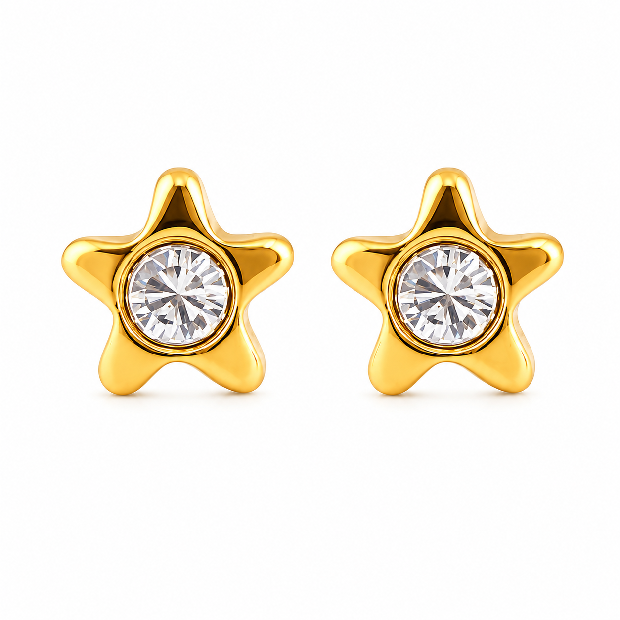 4MM Starlite April Crystal 24K Pure Gold Plated Ear Studs For Kids