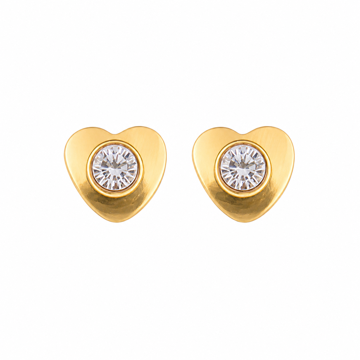 4MM Heartlite April Crystal 24K Pure Gold Plated Ear Studs For Kids