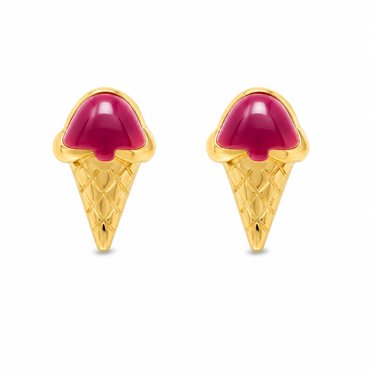 Ice-Cream Shape 24K Pure Gold Plated Ear Studs For Kids | Ideal for everyday wear