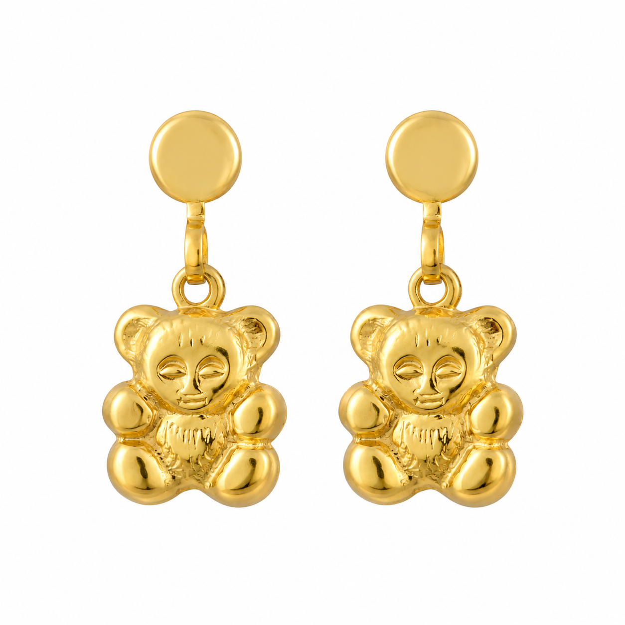 Drop Teddy Bear 24K Pure Gold Plated Ear Stud For Kids