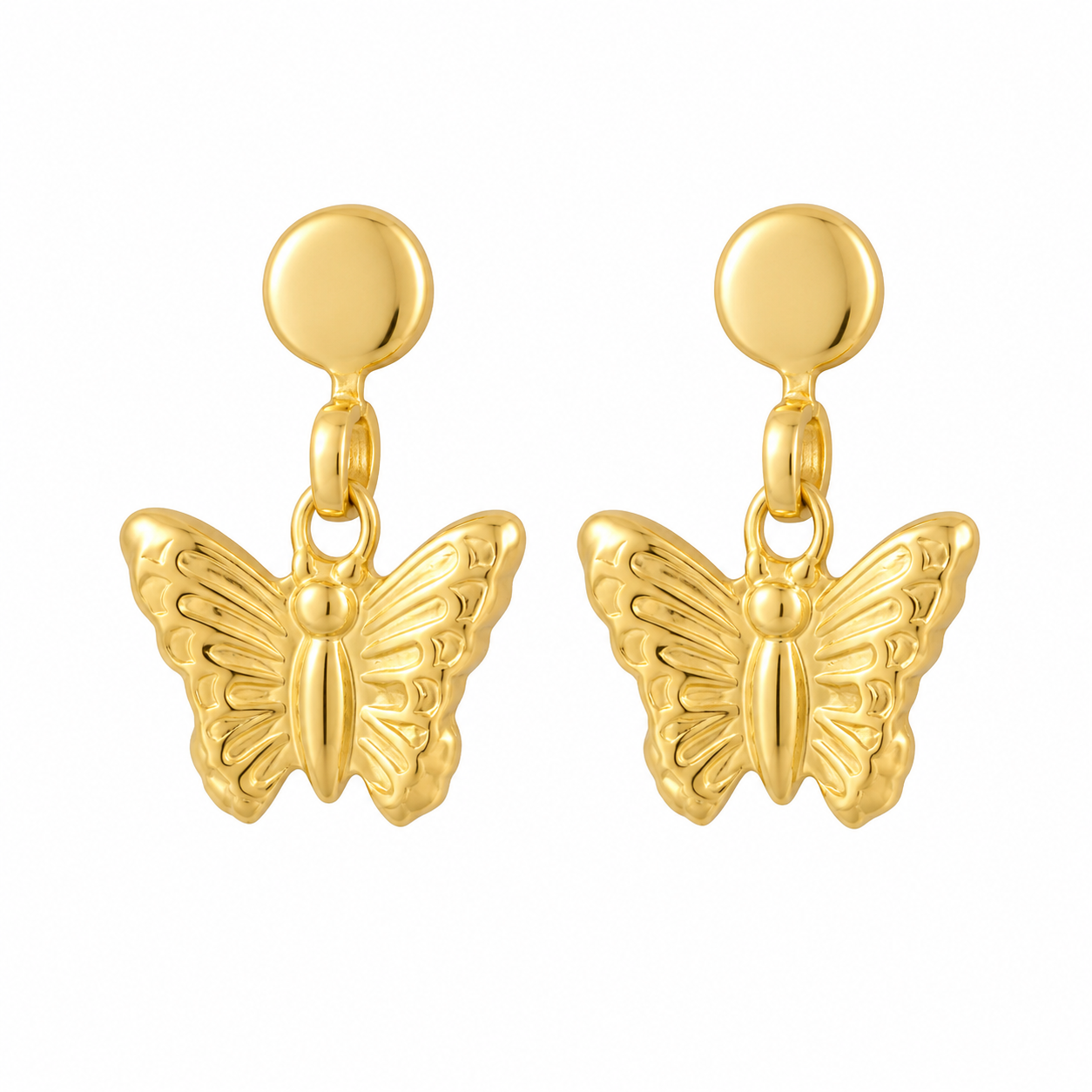 Drop Butterfly 24K Pure Gold Plated Ear Stud For Kids