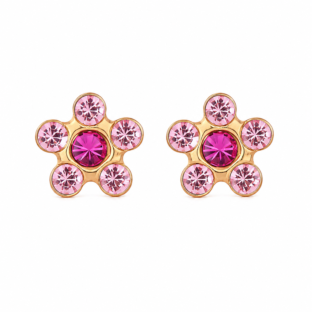 Daisy Light Rose Fuchsia 24K Pure Gold Plated Ear Studs For Kids