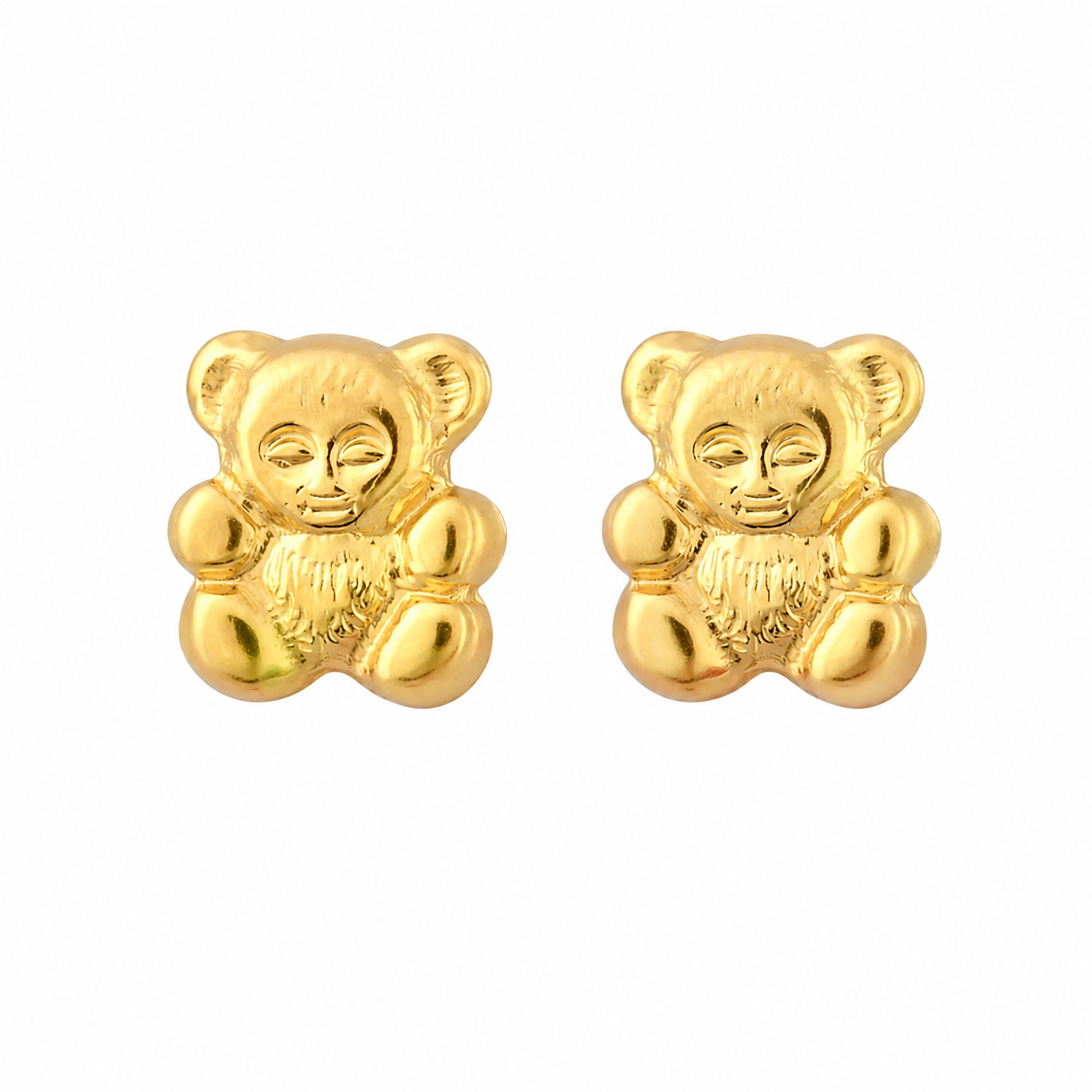 Teddy Bear 24K Pure Gold Plated Ear Stud For Kids