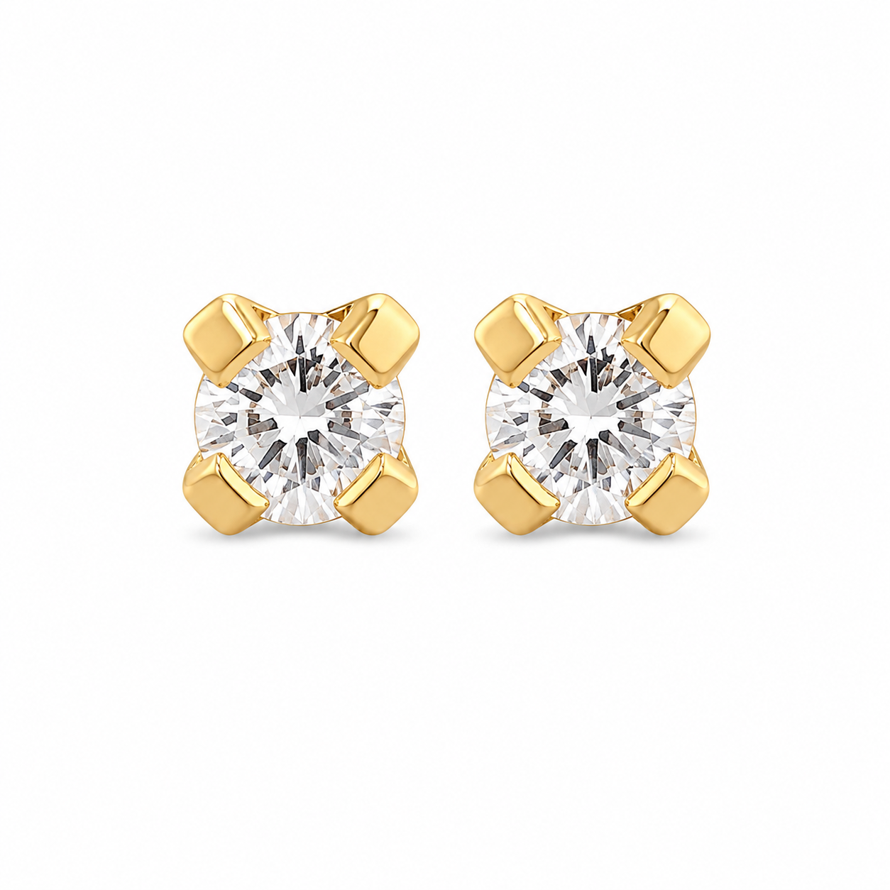 2MM Cubic Zirconia 24K Pure Gold Plated Ear Studs For Kids