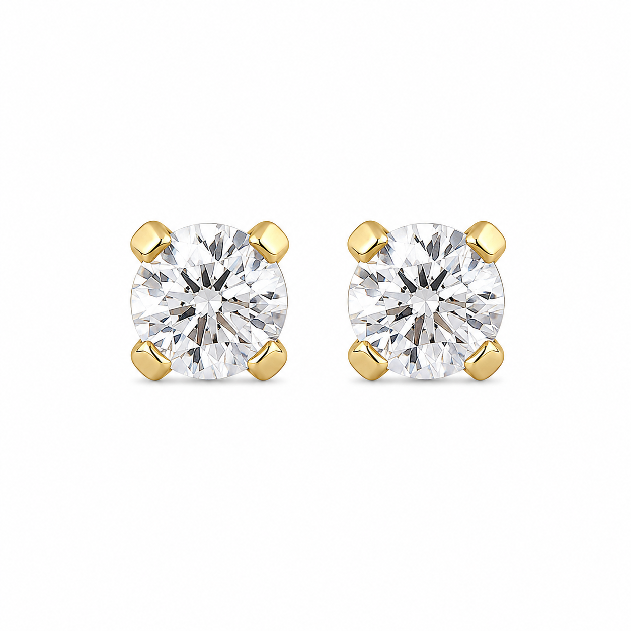 3MM Cubic Zirconia 24K Pure Gold Plated Ear Studs For Kids