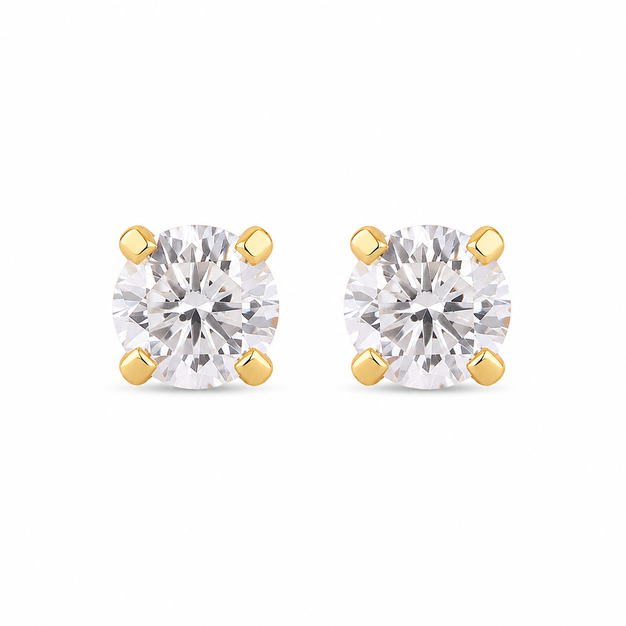 4MM Cubic Zirconia 24K Pure Gold Plated Ear Studs For Kids