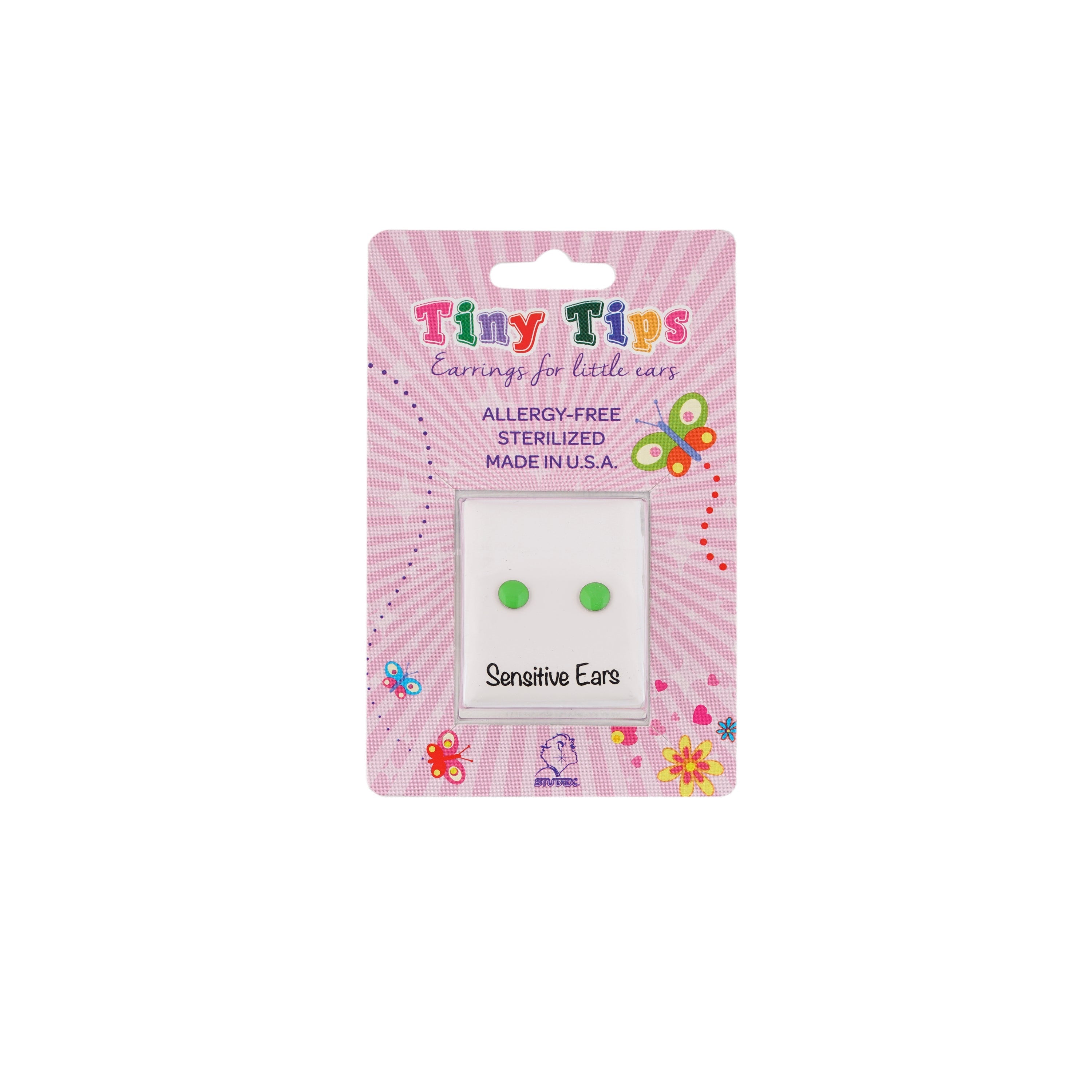Novelty Neon Green Button Allergy free Stainless Steel Ear Studs For Kids