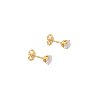 5MM Apr Crystal 24K Pure Gold Plated Ear Stud | MADE IN USA | Ideal for everyday wear