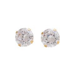 8MM Cubic Zirconia 24K Pure Gold Plated Ear Studs | MADE IN USA | Ideal for everyday wear