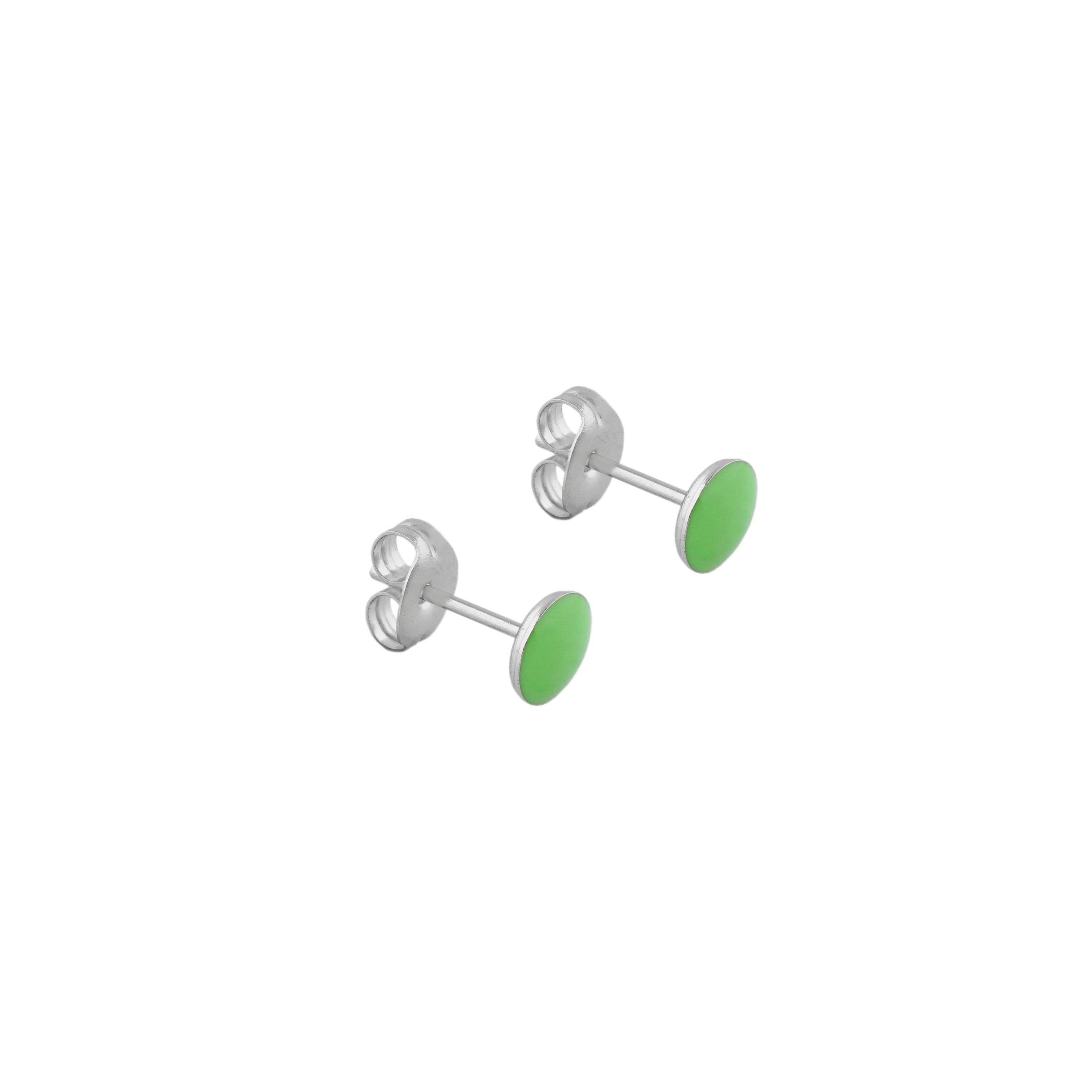 Novelty Neon Green Button Allergy free Stainless Steel Ear Studs For Kids