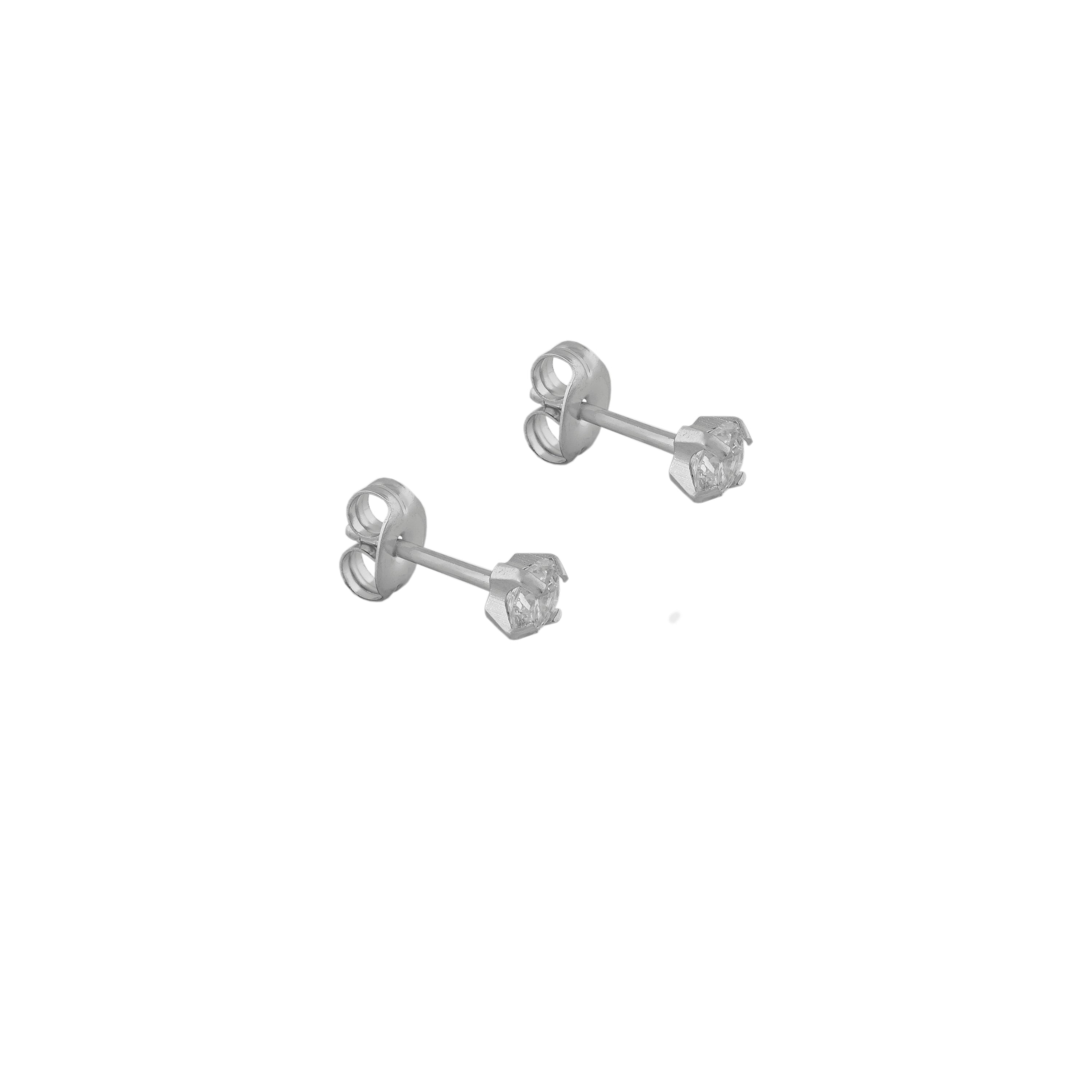 4MM Cubic Zirconia Allergy free Stainless Steel Ear Studs For Kids