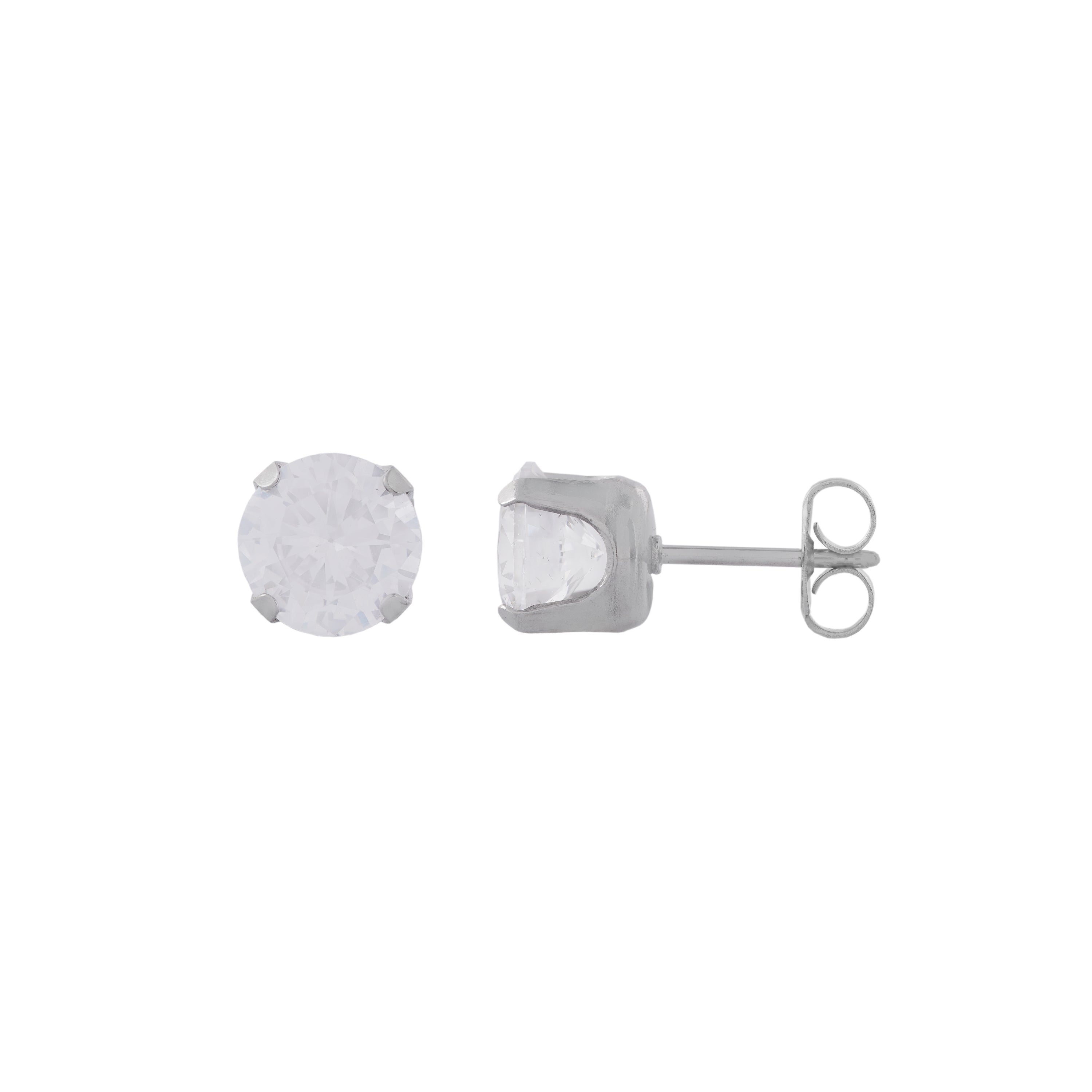 7MM Cubic Zirconia Allergy free Stainless Steel Ear Studs | MADE IN USA | Ideal for everyday wear