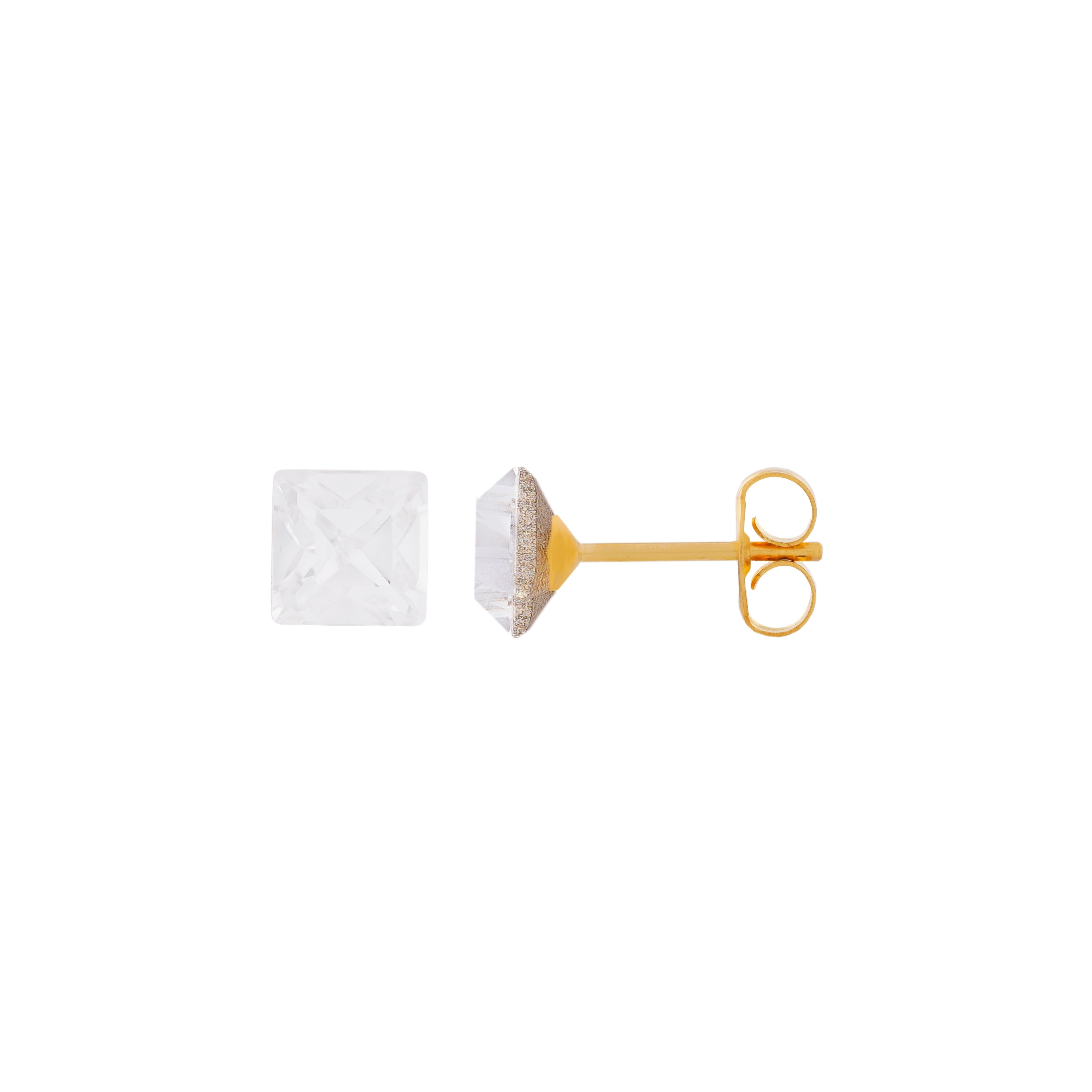 6X6MM Austrian Crystal Square 24K Pure Gold Plated Ear Studs | MADE IN USA | Ideal for everyday wear