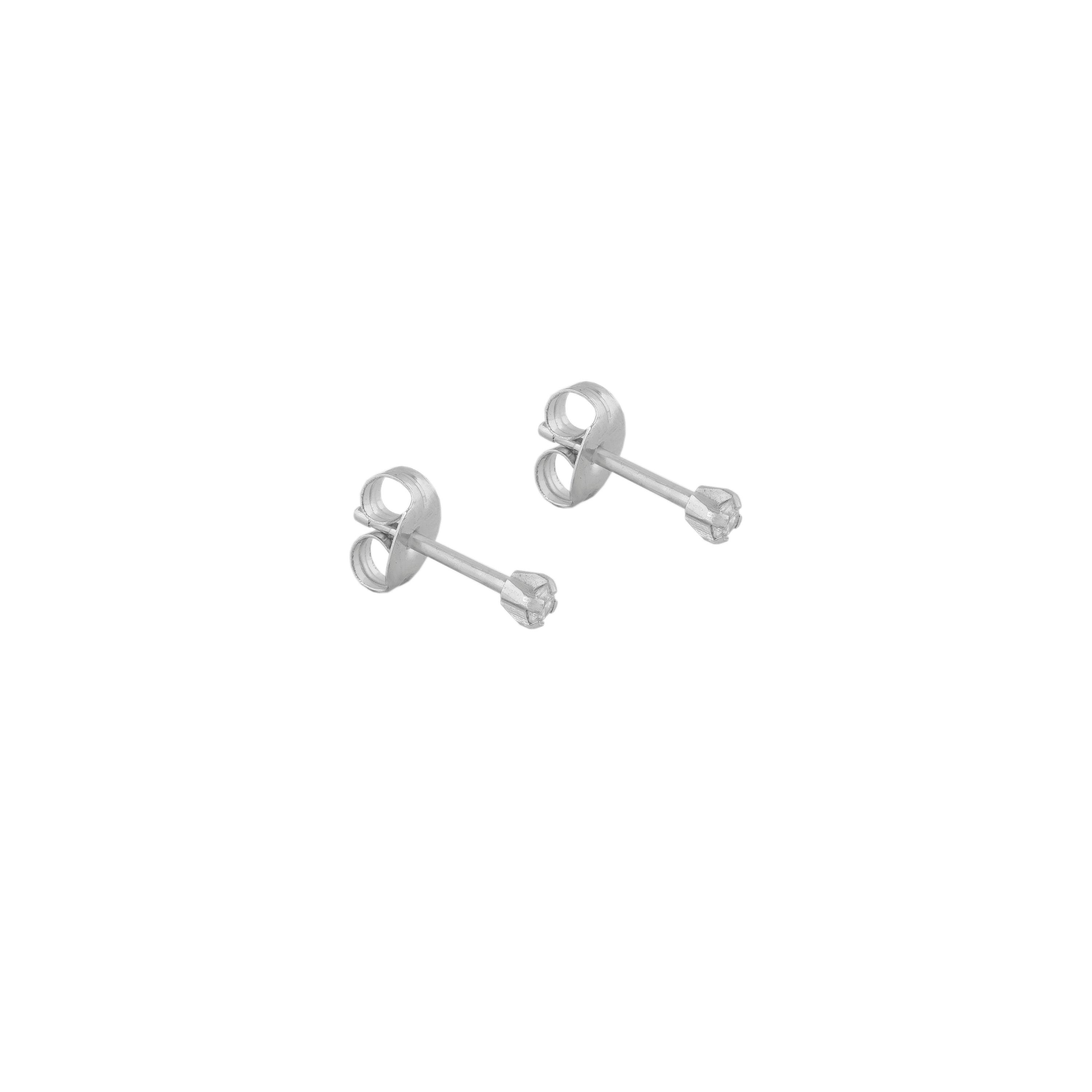 2MM Cubic Zirconia Allergy free Stainless Steel Ear Studs For Kids