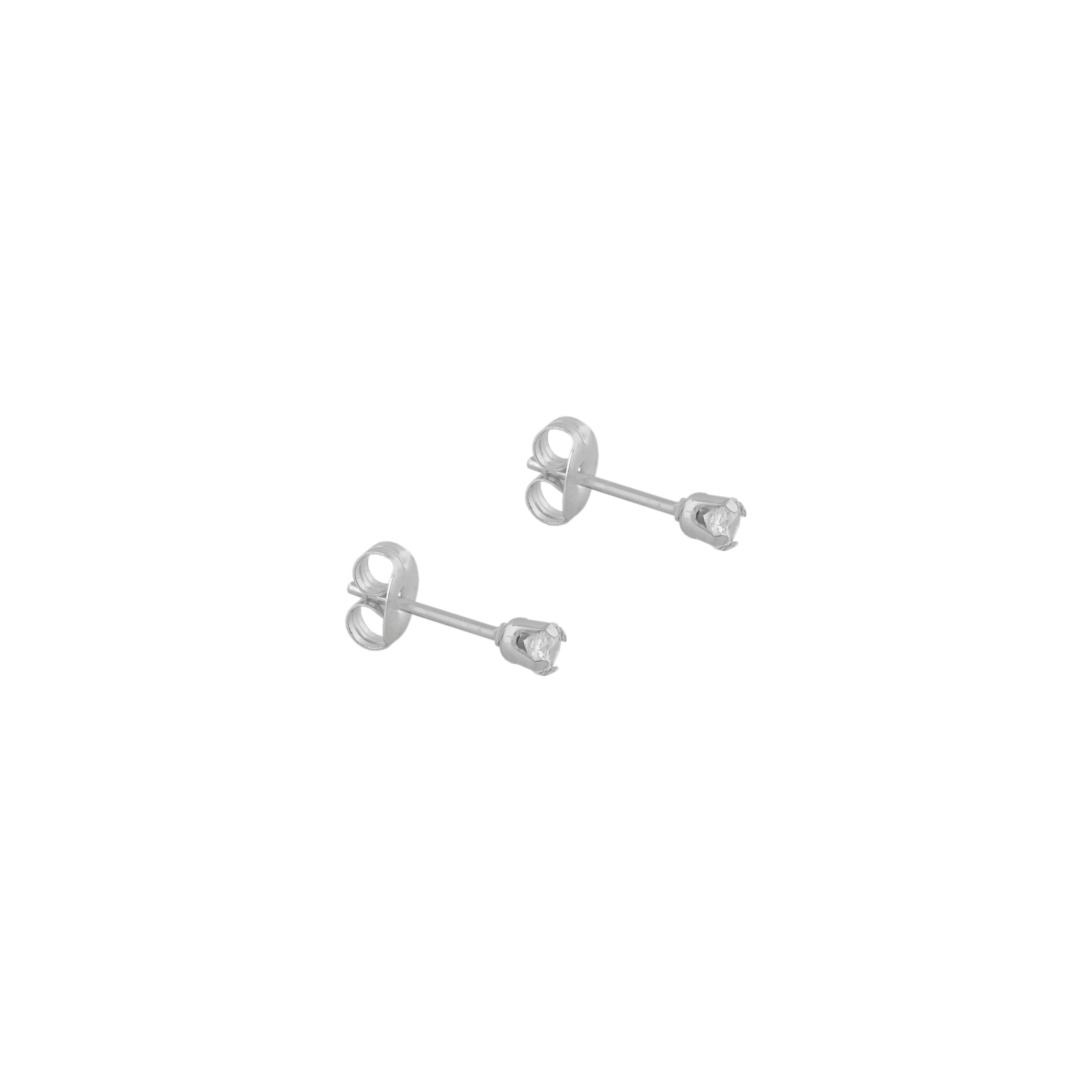 3MM Cubic Zirconia Allergy free Stainless Steel Ear Studs | MADE IN USA | Ideal for everyday wear